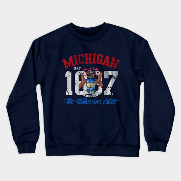 Michigan The Wolverine State Crewneck Sweatshirt by E